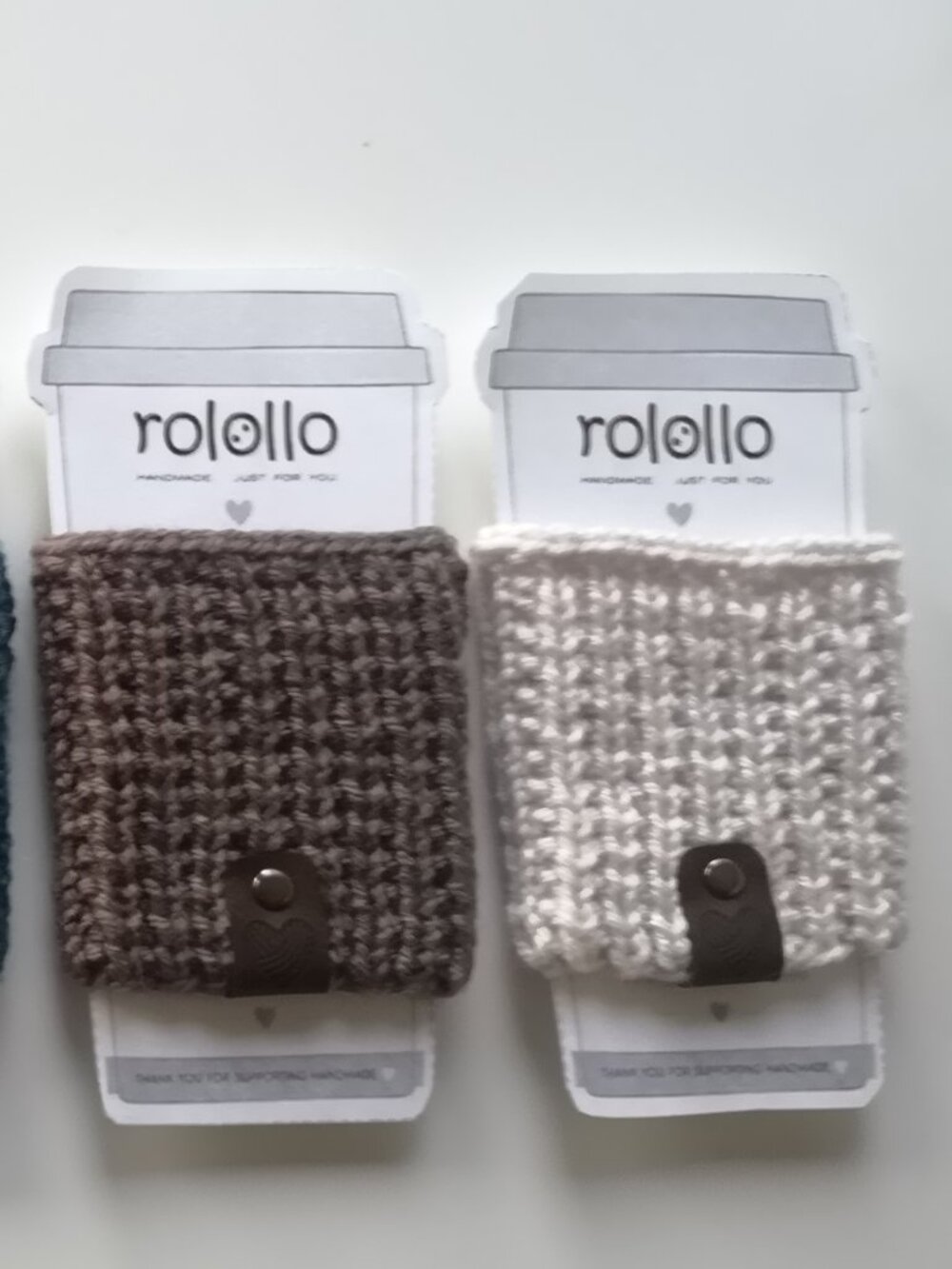 HandKnit Cup & Can Cozy–Reusable Coffee Sleeves Brown Cream